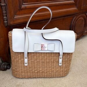 Kate Spade White and Tan Woven Shoulder Bag